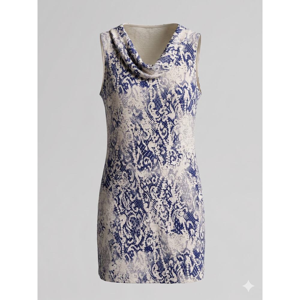 Lina Tomei Womens XL Coastal Resortwear Euro Summer Artsy Linen Cowl Shift Dress